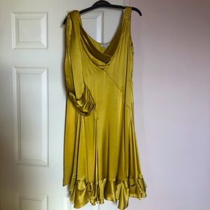 Zac Posen cocktail gold midi dress sz 2